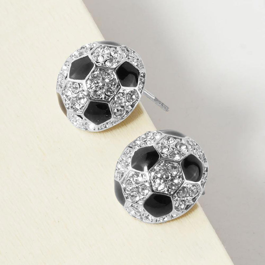 Crystal Soccer Pendant Necklace and Earrings | Sparkly Soccer Jewelry for Women & Girls