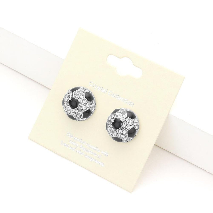 Crystal Soccer Pendant Necklace and Earrings | Sparkly Soccer Jewelry for Women & Girls