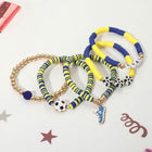 5PCS Soccer Shoe Charm GOAL Message Heishi Beaded Stretch Bracelet Set | Soccer Player Gift