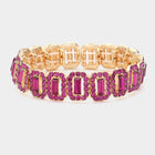 Emerald Cut Crystal Rhinestone Pave Evening Bracelet - Bridal Bracelet - Formal Gala Bracelets