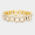 Emerald Cut Crystal Rhinestone Pave Evening Bracelet - Bridal Bracelet - Formal Gala Bracelets