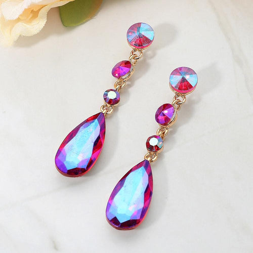 Crystal Dangle Earrings, Faceted Statement Drop, Elegant Bridal Gift