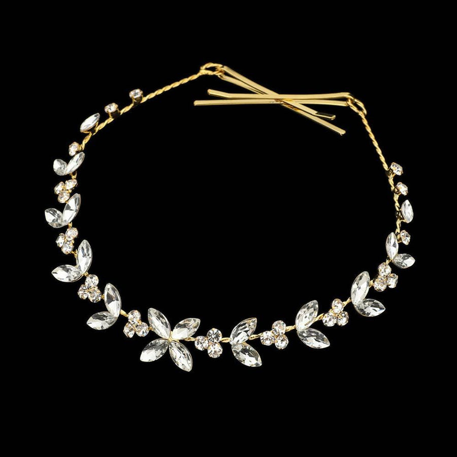 Marquise Stone Cluster Vine Bun Wrap Headpiece | Elegant Wedding Bridal Bun Hair Wreaths