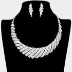 Crystal Rhinestone Round Collar Necklace Set | Glam Statement Bib Jewelry | Bridal Evening Party Necklace
