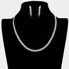 Crystal Rhinestone Pave Necklace Set | Glam Sparkly Statement Jewelry | Elegant Bridal Wedding Evening Necklace