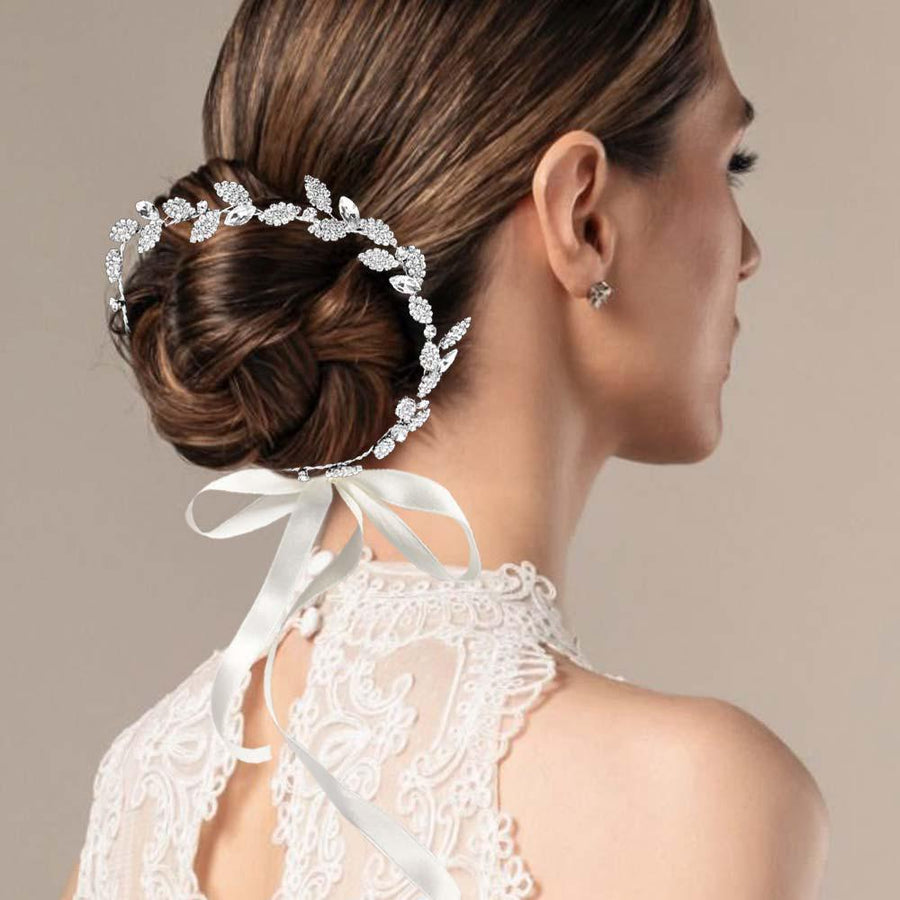 Marquise Stone Cluster Bun Wrap Headpiece | Bridal Crystal Hair Vine | Boho Wedding Hair Wreaths