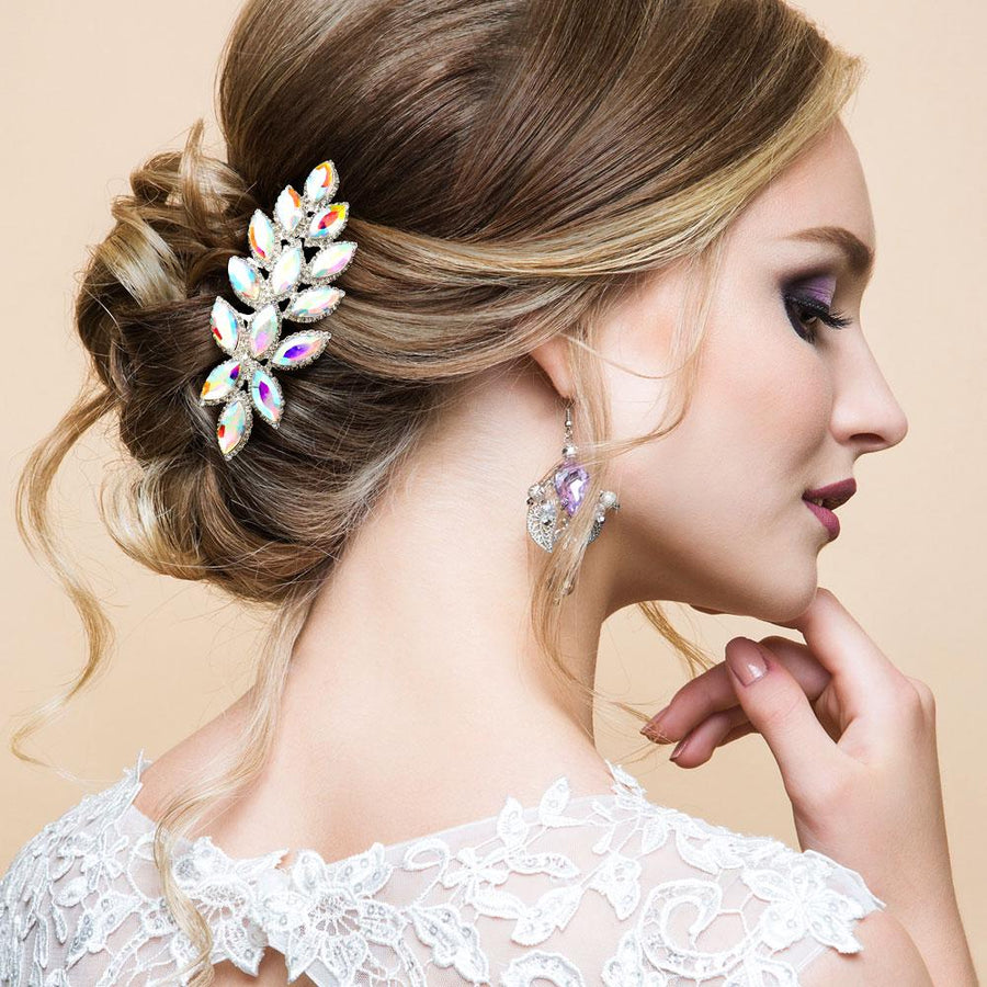 Marquise Stone Cluster Vine Hair Comb | Bridal Crystal Hair Accessory | Wedding Hairpiece for Bride