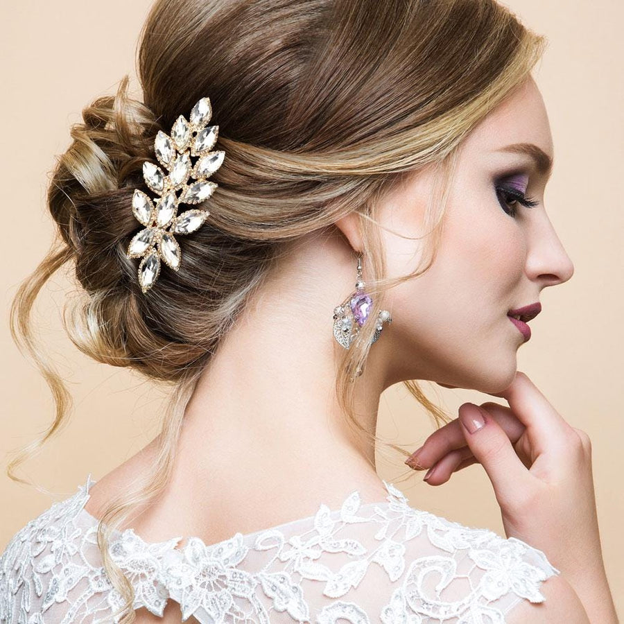 Marquise Stone Cluster Vine Hair Comb | Bridal Crystal Hair Accessory | Wedding Hairpiece for Bride