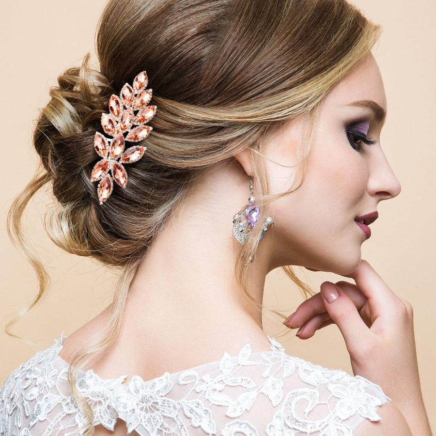Marquise Stone Cluster Vine Hair Comb | Bridal Crystal Hair Accessory | Wedding Hairpiece for Bride