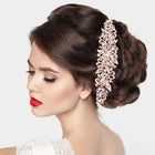 Stone Embellished Flower Cluster Bun Wrap Headpiece | Bridal Hair Vine | Wedding Hair Wreaths Accessory