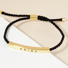 BRIDE BRIDESMAID Message Bar Pointed Rope Adjustable Cinch Pull Tie Bracelet | Bridal Shower Gift