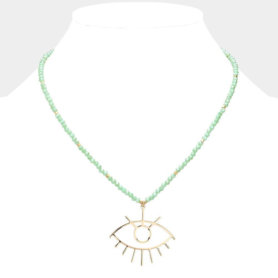 Evil Eye Pendant Beaded Necklace | Boho Protection Jewelry for Women | Spiritual Lucky Charm Necklace