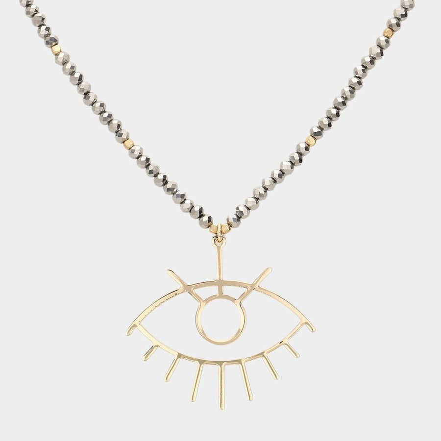 Evil Eye Pendant Beaded Necklace | Boho Protection Jewelry for Women | Spiritual Lucky Charm Necklace