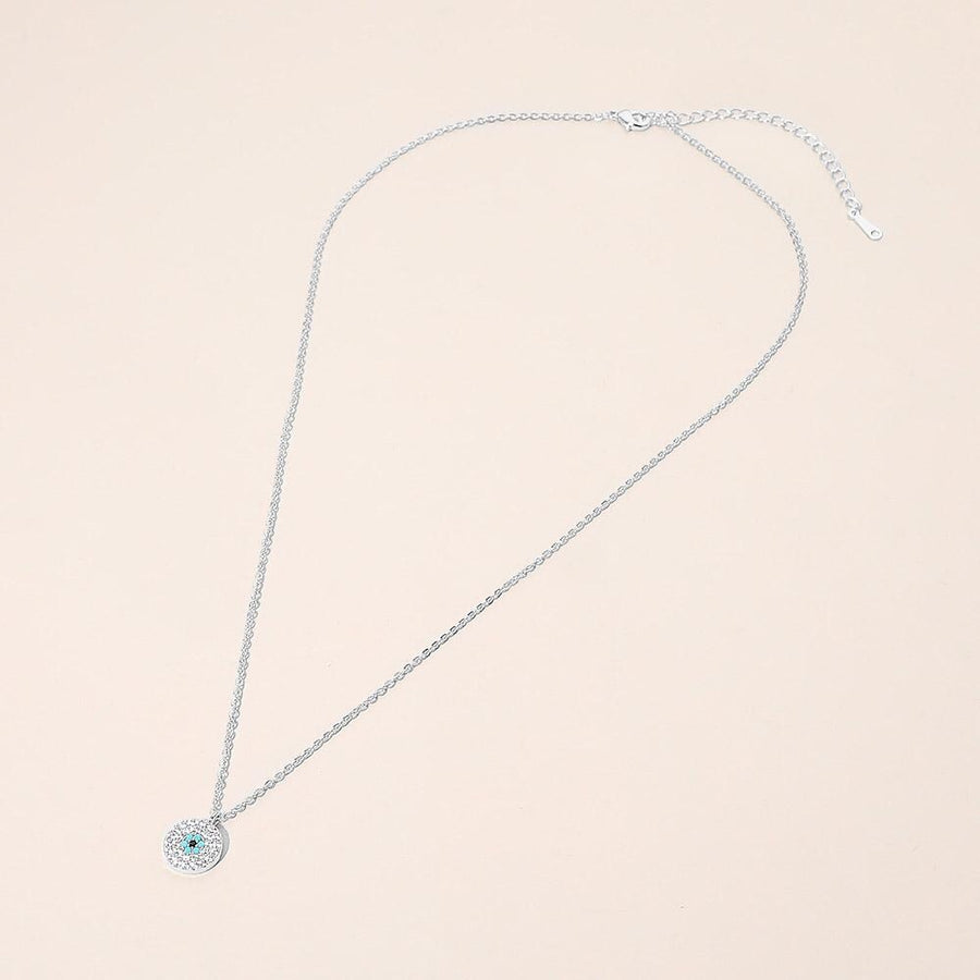 CZ Pave Evil Eye Pendant Necklace | Dainty Protection Charm Jewelry | Trendy Boho Layering Necklace