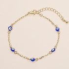Evil Eye Bead Station Bracelet | Dainty Protection Charm Jewelry | Trendy Boho Stackable Bracelet