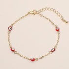 Evil Eye Bead Station Bracelet | Dainty Protection Charm Jewelry | Trendy Boho Stackable Bracelet