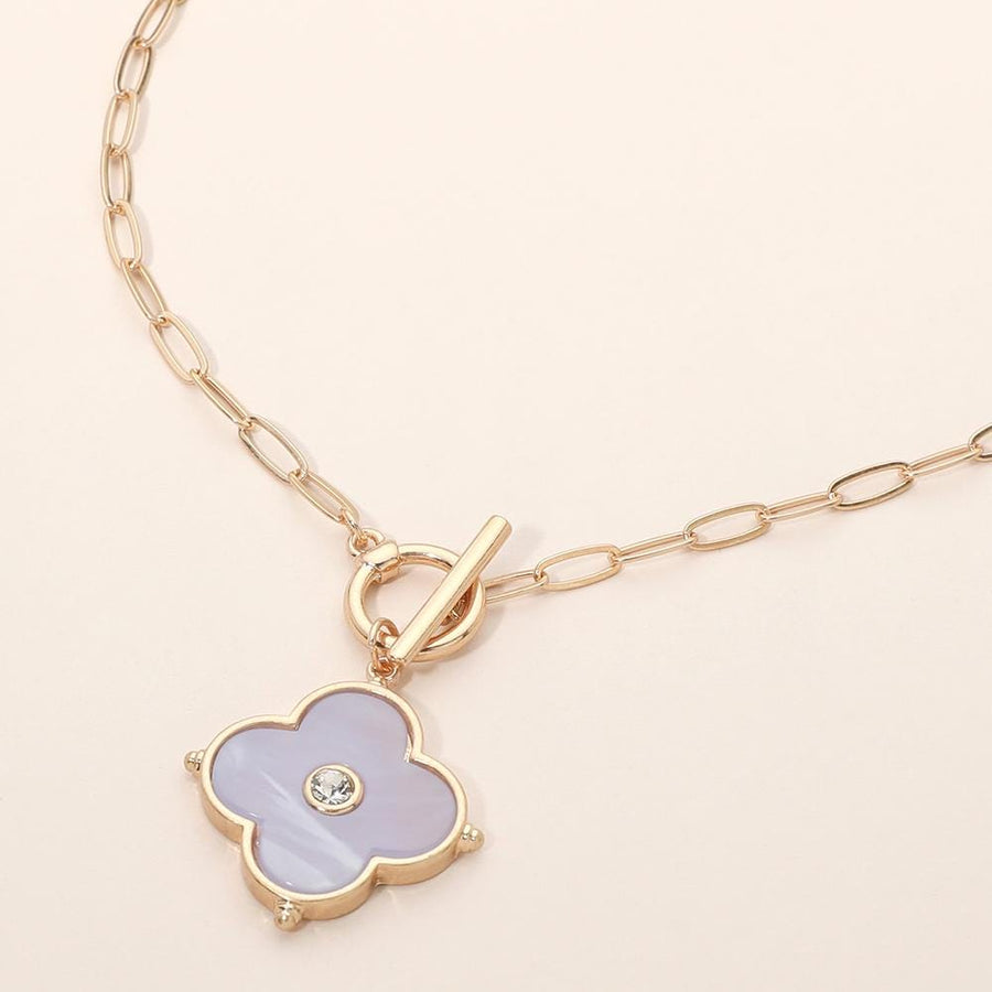 Quatrefoil Toggle Charm Paperclip Pendant Chain Necklace | Trendy Layered Statement Jewelry for Women
