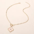 Quatrefoil Toggle Charm Paperclip Pendant Chain Necklace | Trendy Layered Statement Jewelry for Women