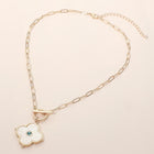 Quatrefoil Toggle Charm Paperclip Pendant Chain Necklace | Trendy Layered Statement Jewelry for Women