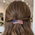 American USA Flag Crystal Barrette | Patriotic Sparkly Hair Clip | Red White Blue Hair Accessory