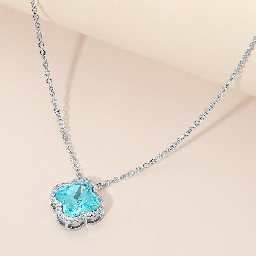 CZ Quatrefoil Pendant Necklace | Dainty Crystal Statement Jewelry for Women | Elegant Minimalist Everyday Necklace