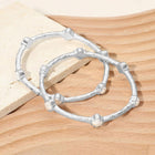 2PCS Quatrefoil Stone Accent Hammered Metal Multi Layered Bangle Bracelets | Stackable Statement Jewelry Set