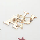Stone Pave Enamel USA Flag Letter Pin Brooch | Patriotic Lapel Pin Accessory