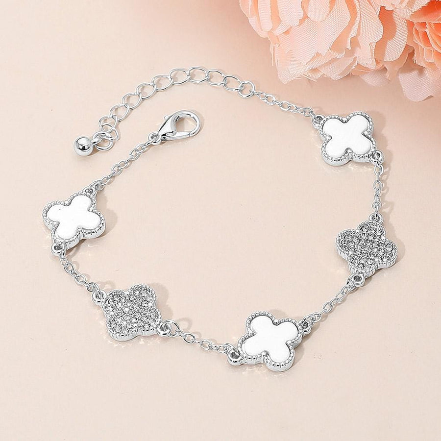 Gold Silver Dipped Quatrefoil Link Chain Bracelet | Elegant Minimalist Statement Jewelry | Trendy Everyday Bracelet