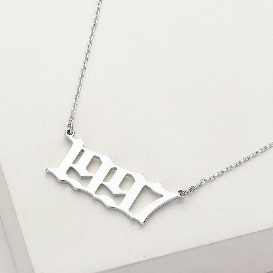 Gold Dipped Birth Year Plate Pendant Necklace -  Birthday Graduation Gift - Custom Year Necklaces