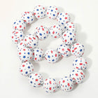2PCS USA Flag Printed Beaded Stretch Bracelet Set | Red White Blue Jewelry | Stackable Bracelets