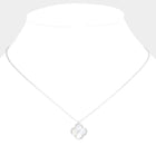 Gold Dipped Mother of Pearl Quatrefoil Pendant Necklace | Dainty Layered Jewelry | Minimalist Clover Necklace