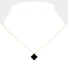 Gold Dipped Mother of Pearl Quatrefoil Pendant Necklace | Dainty Layered Jewelry | Minimalist Clover Necklace