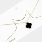 Gold Dipped Mother of Pearl Quatrefoil Pendant Necklace | Dainty Layered Jewelry | Minimalist Clover Necklace