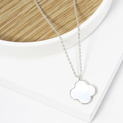 Gold Dipped Mother of Pearl Quatrefoil Pendant Necklace | Dainty Layered Jewelry | Minimalist Clover Necklace