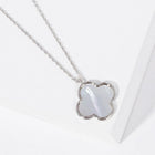 Gold Dipped Mother of Pearl Quatrefoil Pendant Necklace - Dainty Shell Jewelry - Statement Layering Piece