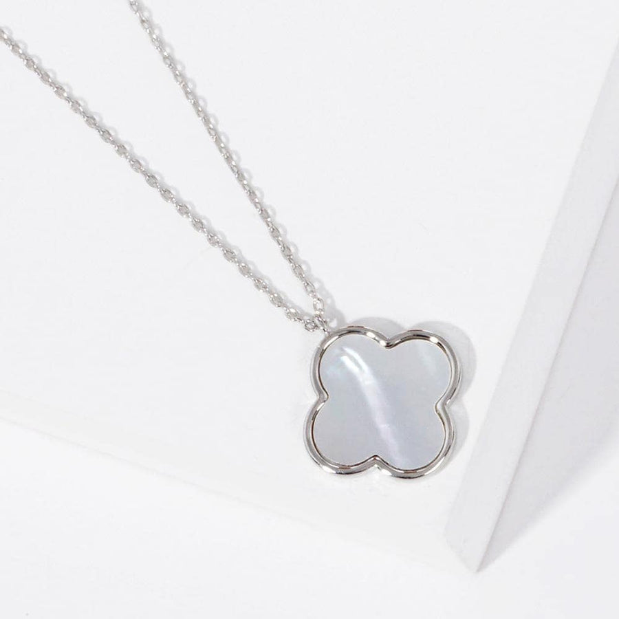 Gold Dipped Mother of Pearl Quatrefoil Pendant Necklace - Dainty Shell Jewelry - Statement Layering Piece