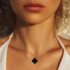 Gold Dipped Mother of Pearl Quatrefoil Pendant Necklace - Dainty Shell Jewelry - Statement Layering Piece