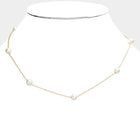 Pearl Station Necklace - Dainty Floating Pearl Chain - Minimalist Bridal Pearls Necklaces