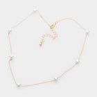 Pearl Station Necklace - Dainty Floating Pearl Chain - Minimalist Bridal Pearls Necklaces