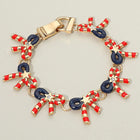American USA Flag Patriotic Bow Charm Link Magnetic Bracelet - Easy Clasp Bracelet Gift