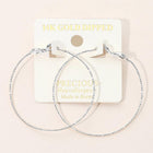 14K Gold Dipped Hypoallergenic Textured Skinny Hoop Earrings - Thin Gold Hoops - Minimalist Everyday Earring