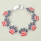 American USA Flag Paw Charm Link Magnetic Bracelet - Dog Mom Gift - Pet Lover Jewelry