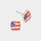 American USA Flag Stud Earrings - Dainty Patriotic Earrings for Women - Red White Blue Studs