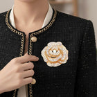 Crystal Rhinestone Rose Brooch, Stylish Floral Lapel Pin, Wedding Bridal Flower Brooch Gift