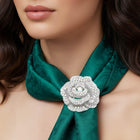 Crystal Rhinestone Rose Brooch, Stylish Floral Lapel Pin, Wedding Bridal Flower Brooch Gift