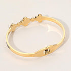 Stainless Steel Triple Quatrefoil Pointed Hinged Bangle - Tarnish Free Preppy Clover Bracelet - Geometric Cuff