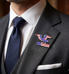 Enamel American USA Flag Eagle Pin Brooch - Patriotic Lapel Brooches - Military Eagle Gift