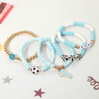 5PCS Soccer Shoe Charm GOAL Message Heishi Beaded Stretch Bracelet Set | Soccer Player Gift