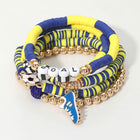 5PCS Soccer Shoe Charm GOAL Message Heishi Beaded Stretch Bracelet Set | Soccer Player Gift