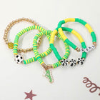 5PCS Soccer Shoe Charm GOAL Message Heishi Beaded Stretch Bracelet Set | Soccer Player Gift